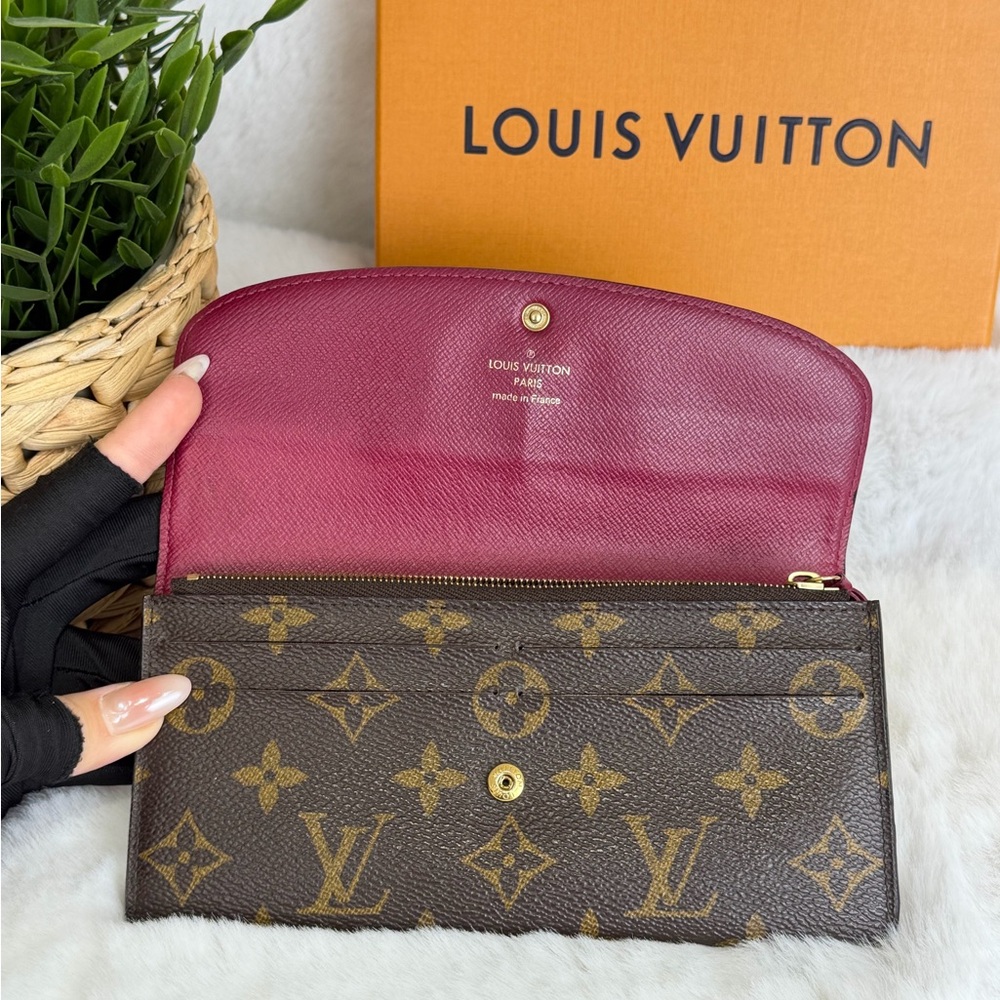 Authentic Louis Vuitton LV Monogram Emilie Wallet Pink Crossbody Chains w/ COA - Picture 8 of 11